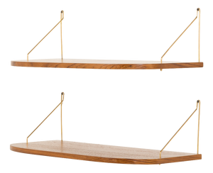 Danish Deep Teak Floating Shelves, 1960s, Set of 2