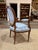 Wood Pair of Louis XVI Style Fauteuils Carved Walnut Arm Chairs Blue White Damask Floral For Sale - Image 7 of 8