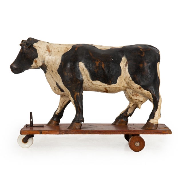 20th Century American Folk Art Whimsical Carved Painted Holstein Cow For Sale - Image 4 of 18