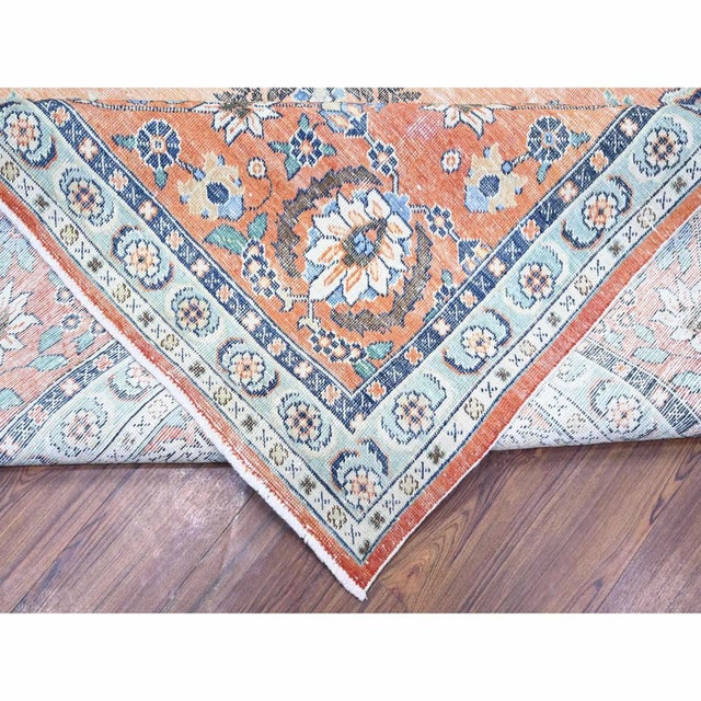 1960 12'2"x15'2" Orange Pure Wool Hand Knotted Vintage Tabriz Oversized Oriental Rug For Sale - Image 10 of 12