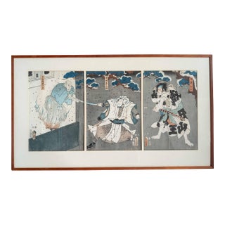 19th Century Japanese Ukiyo-E Woodblock Triptych Print by Utagawa Kunisada Toyokuni III For Sale