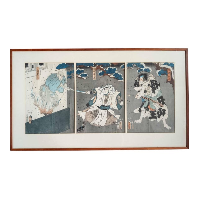 19th Century Japanese Ukiyo-E Woodblock Triptych Print by Utagawa Kunisada Toyokuni III For Sale