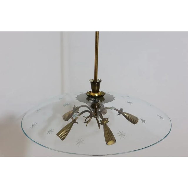 Brass and Glass Chandelier attributed to Pietro Chiesa, 1940s For Sale - Image 6 of 10