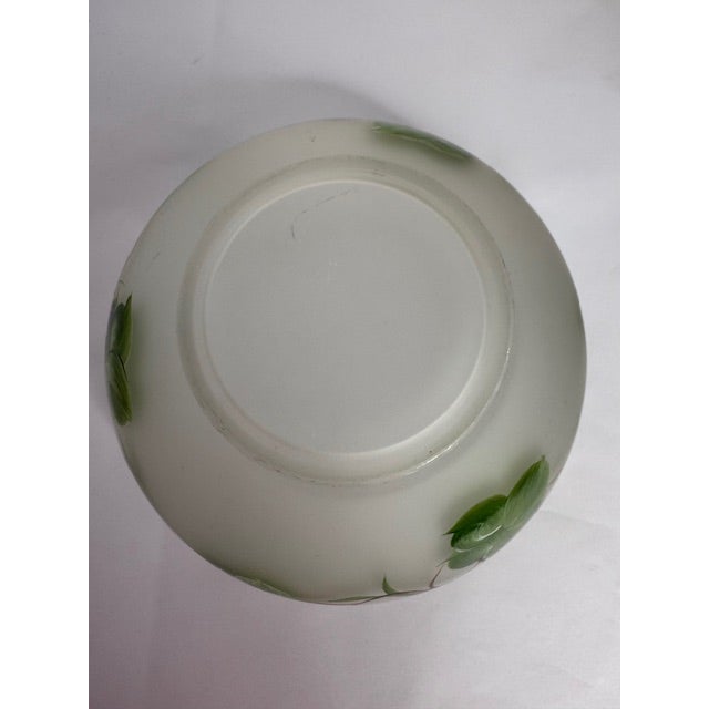 Vintage Frosted Glass Salad Set With Hand Painted Leaves – Bowl, Oil & Vinegar, Salt & Pepper - 5 pcs For Sale - Image 15 of 17