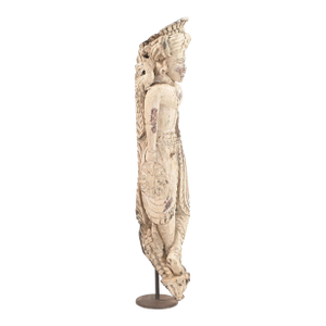 Antique Indian Carved Teakwood Temple Guardian Statue