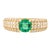 Cushion Cut Green Emerald With Sparkling Diamonds Wedding Ring Size 6 For Sale