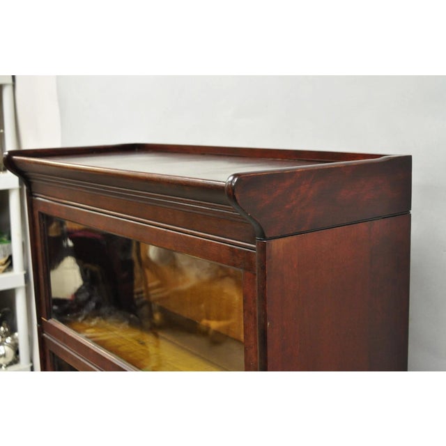 Antique Mahogany 4 Section Barrister Bookcase Glass Door Stacking Lawyer Cabinet For Sale - Image 9 of 16