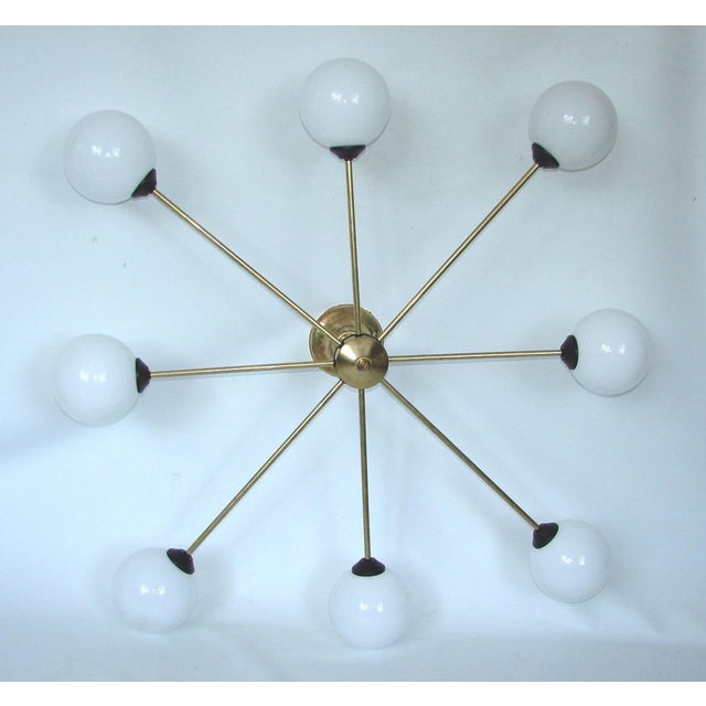 1960s Brass, Metal and Glass Chandelier from Stilnovo, 1960s For Sale - Image 5 of 10