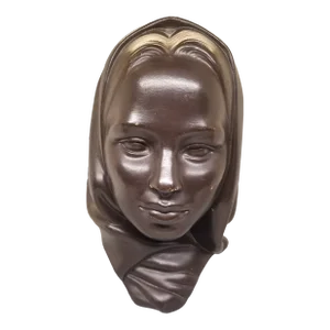 Vintage MCM Mid Century Modern Ceramic Veiled Woman Girl Female Head Bust Statue