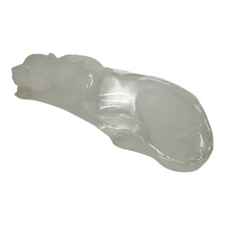 Large Frosted & Clear Lucite Panther Tabletop Sculpture For Sale