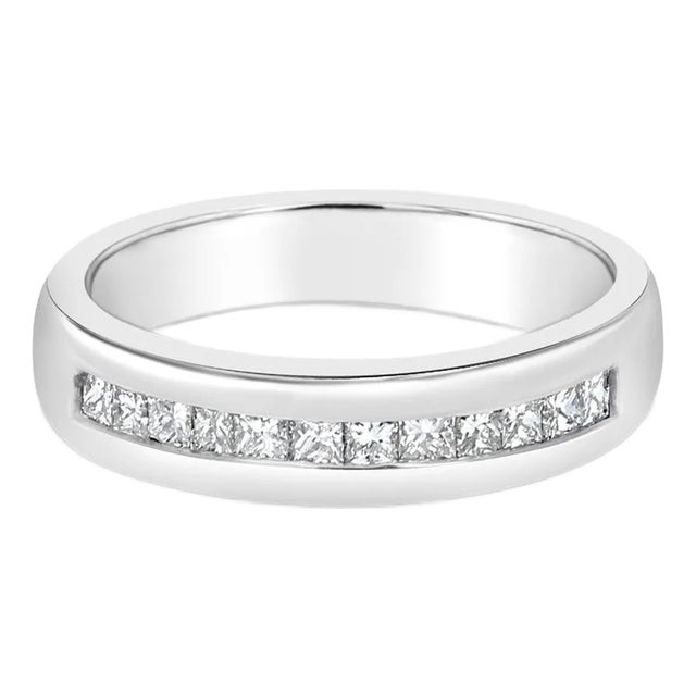 Princess Cut Channel Set Wedding Band .84cttw 14k White Gold, Size 10 For Sale