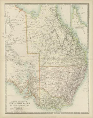 Antique Map of New South Wales by Johnston, 1909