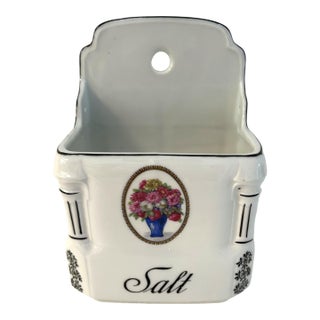 Mid-Century Victorian Hanging Porcelain Floral Salt Box For Sale
