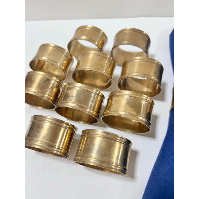 1970s Vintage Solid Brass Banded Napkin Rings – Set of 11 For Sale - Image 5 of 8