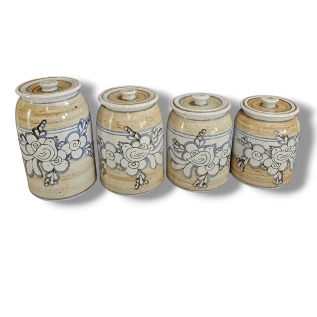 Petteford Canisters W/ Lid Birds Design Set of 4 For Sale - Image 13 of 13