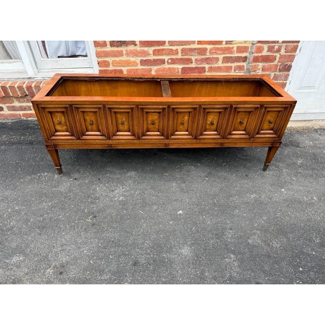 Hollywood Regency Vintage Hollywood Regency Campaign Style Marble Top Low Table Cabinet by Weiman For Sale - Image 3 of 18