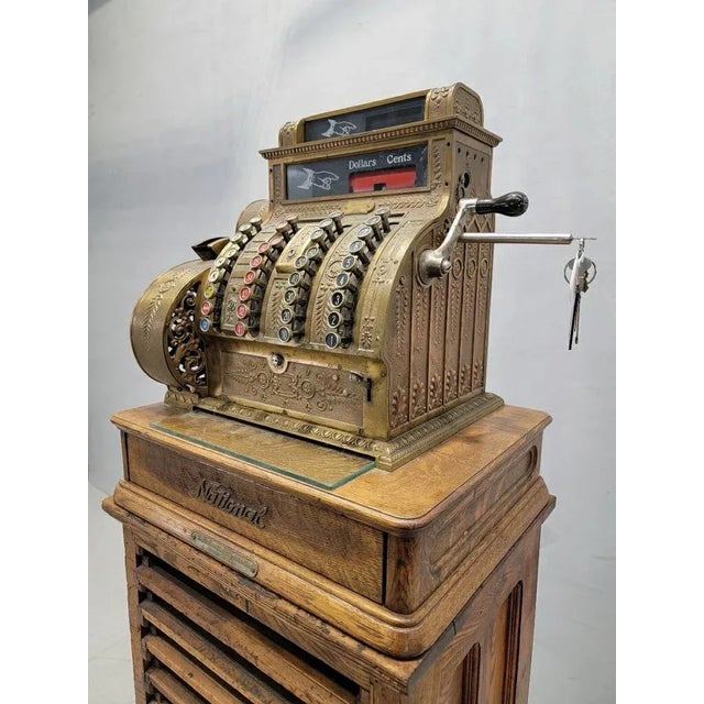 National Cash Register Co. Antique National Cash Register Co. Model 422x With Paper Receipt Ink Printer For Sale - Image 4 of 9
