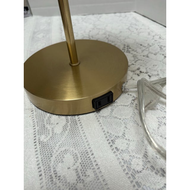 Metal Gold Metal Mushroom Desk Lamp With Textured Semi Precious Assortment of Stone Accents For Sale - Image 7 of 7