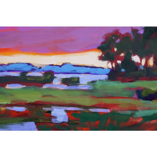 1990s Betty Anglin Smith 1998 Ashepoo Marshland Oil Painting on Canvas 50" For Sale - Image 5 of 11