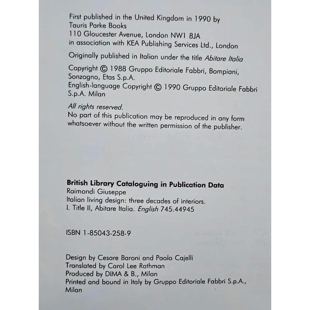 1990 1st Edition Design Book, "Italian Living Design: Three Decades of Interiors", by Giuseppe Raimondi, English Language Edition For Sale - Image 17 of 17