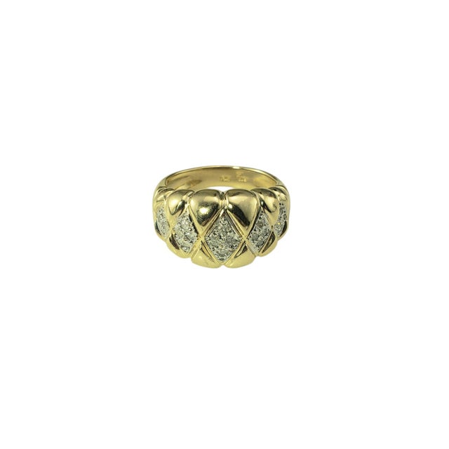 Contemporary Late 20th Century 14 Karat Yellow Gold and Diamond Band Ring, Size 6 For Sale - Image 3 of 8