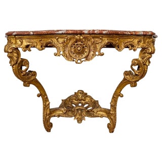 Large Regency Carved and Gilded Wood Console Table, 18th Century For Sale