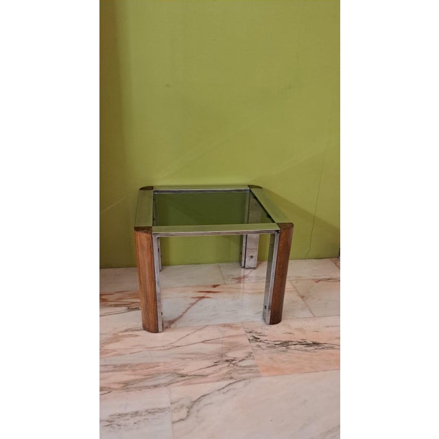 Chrome and Wood Side Table, 1970 For Sale - Image 11 of 11