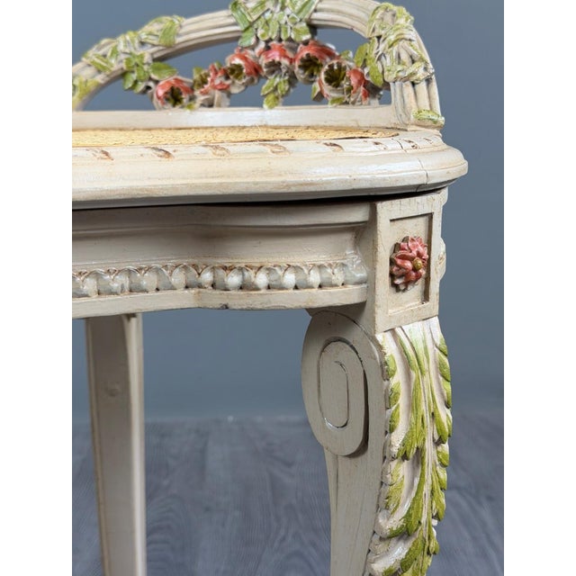 19th Century Louis XV Bench in Painted Wood and Caning For Sale - Image 11 of 13