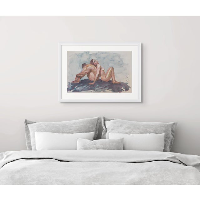 Champagne “Trust” Original Impressionistic Nude Figure Watercolor on Paper Painting Art by Anna Novick For Sale - Image 8 of 9