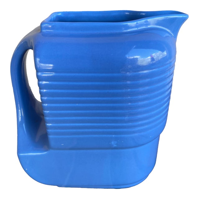 1930s Art Deco Westinghouse Hall Periwinkle Blue Pitcher For Sale