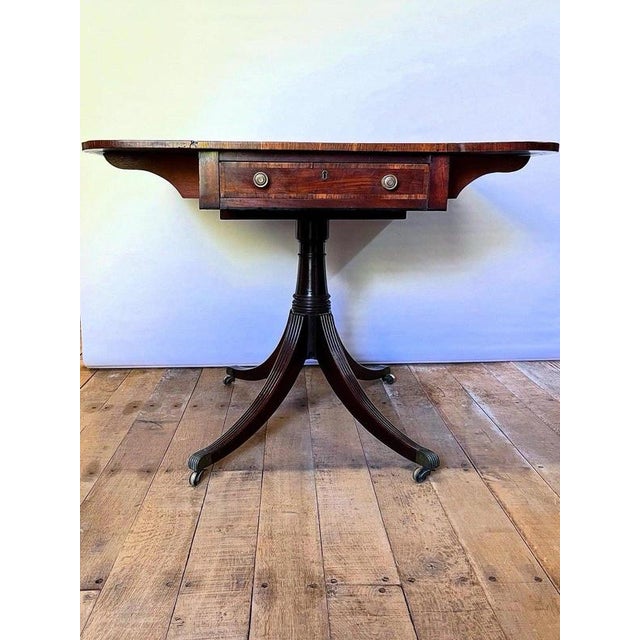 19th Century Early 19th Century Regency Mahogany Pedestal Pembroke Table, 1820 For Sale - Image 5 of 7