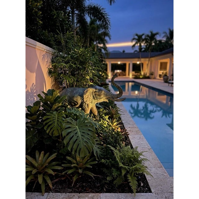 Hollywood Regency Large Scale Verdigris Bronze Elephant Sculpture For Sale - Image 10 of 10