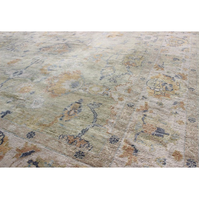 Textile Long Oushak Rug in Light Green by Keivan Woven Arts 10'9 X 16' For Sale - Image 7 of 10