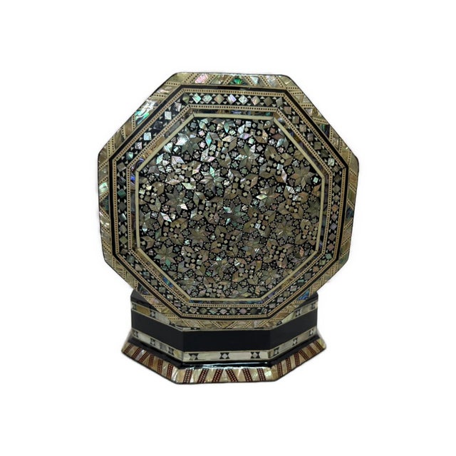 2010s Handmade Octagonal Mother of Pearl Wooden Jewelry Box 8 Inch For Sale - Image 5 of 9