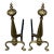 Beautiful pair of antique 1920s brass fireplace andirons, professionally refurbished with polished brass and black iron...