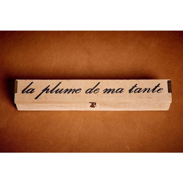 Carl Auböck Pen Brass Paperweight in Original Wooden Box attributed to Carl Auböck, Austria, 1950s For Sale - Image 4 of 7