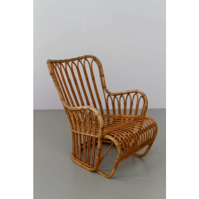 Danish Rattan Lounge Chair by Tove Kindt-Larsen for R. Wengler, 1940s For Sale - Image 4 of 18
