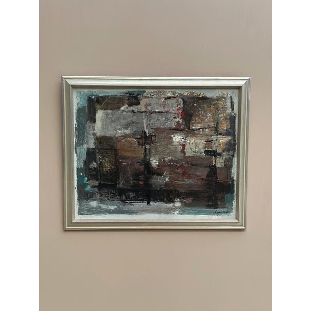 Original Swedish Oil on Panel – Composition by Erik Emanuelsson (1965) – Vintage & Framed – 48 × 58 cm (18.9" × 22.8") A...