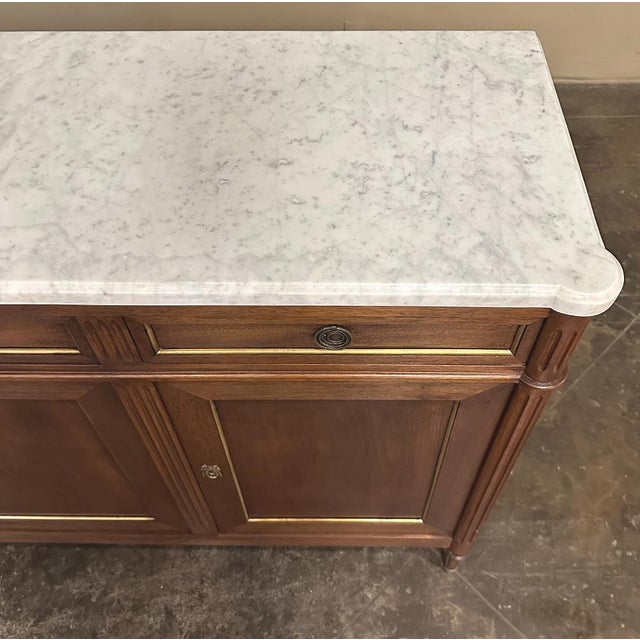 Auburn Antique French Louis XVI Mahogany Buffet With Carrara Marble For Sale - Image 8 of 16