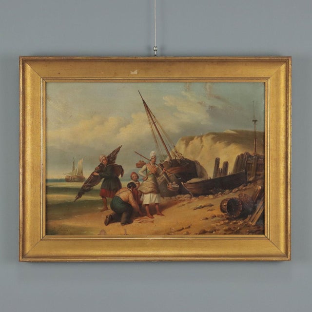 Lacroix, The Sale of Fresh Fish, Oil on Canvas, Framed For Sale - Image 12 of 12