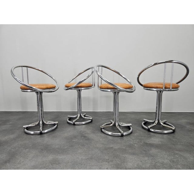 Mid-Century Space Age Chrome Dining Chairs, Italy, 1970s, Set of 4 For Sale - Image 6 of 10
