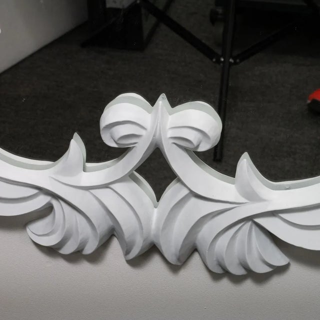 2000 - 2009 White Carved Wood Mirror For Sale - Image 5 of 7