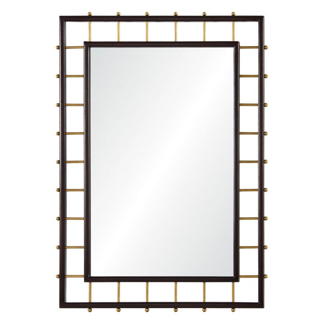 Traditional Celerie Kemble for Mirror Home Dark Mahogany & Burnished Brass Mirror For Sale - Image 3 of 3