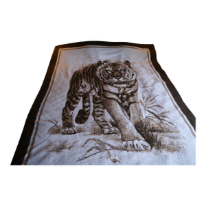 Biederlack Style Tiger Throw Blanket Very Soft 53" X 73" Reversible Vintage