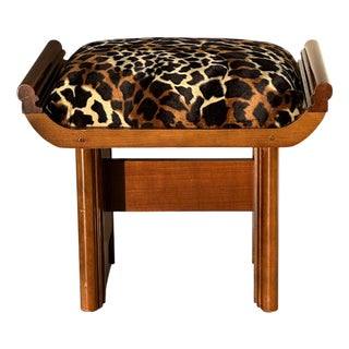 Art Deco Ottoman in Spotted Leo Fabric, 1930s For Sale