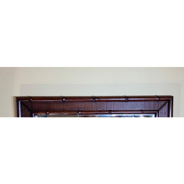 Touch of Island Charm: Carved Solid Wood Bamboo-Style Wall Mirror For Sale - Image 4 of 12