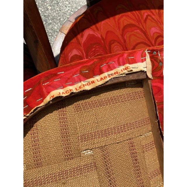 Wood Mid 20th Century Italian Neoclassical Plume Carved Walnut Saber Leg Dining Chairs - Set of 6 For Sale - Image 7 of 12