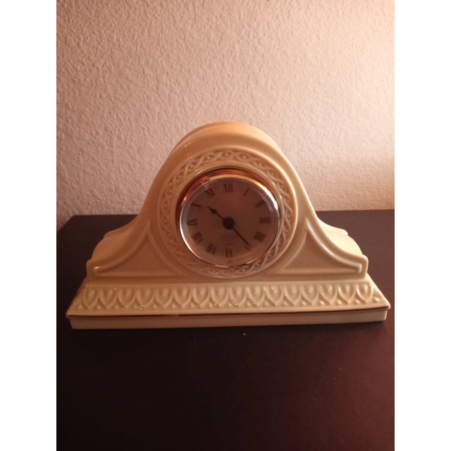 Beige Vintage Lenox Porcelain Brige Tambour Mantle Clock For Sale - Image 8 of 9