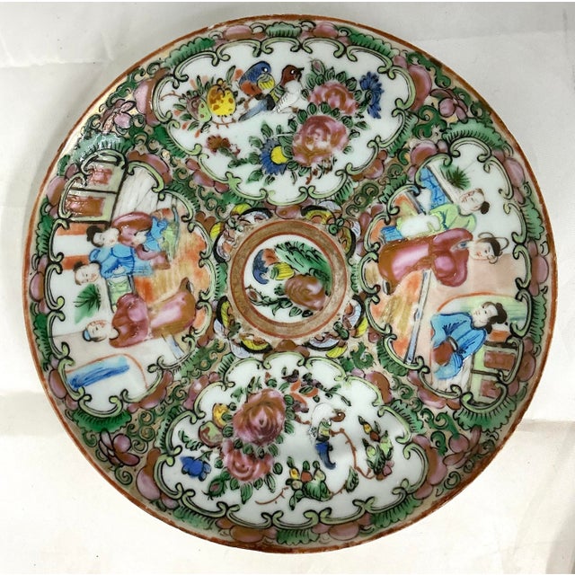 Early 20th Century Set of 3 Chinese Export Porcelain Famille Rose Medallion Small Plates/ Saucers For Sale - Image 5 of 8