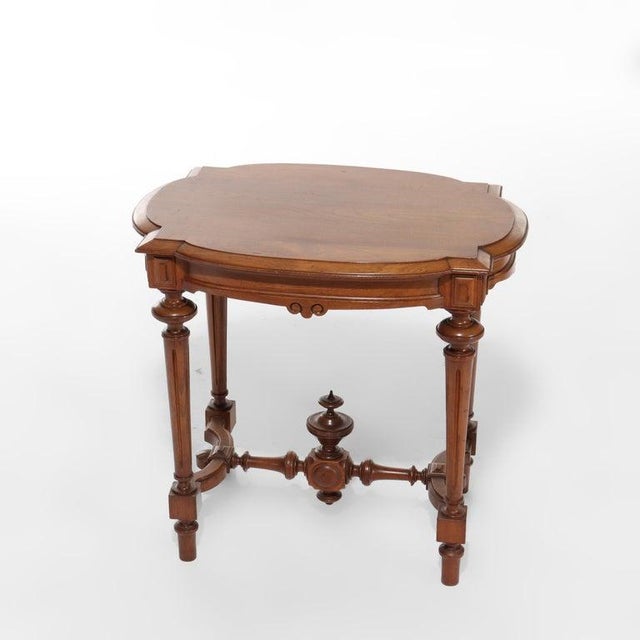 Antique Renaissance Revival Walnut Turtle Top Side Table Unsigned C1890 Measures - 27 1/2" x 29 1/8" x 21" This antique...